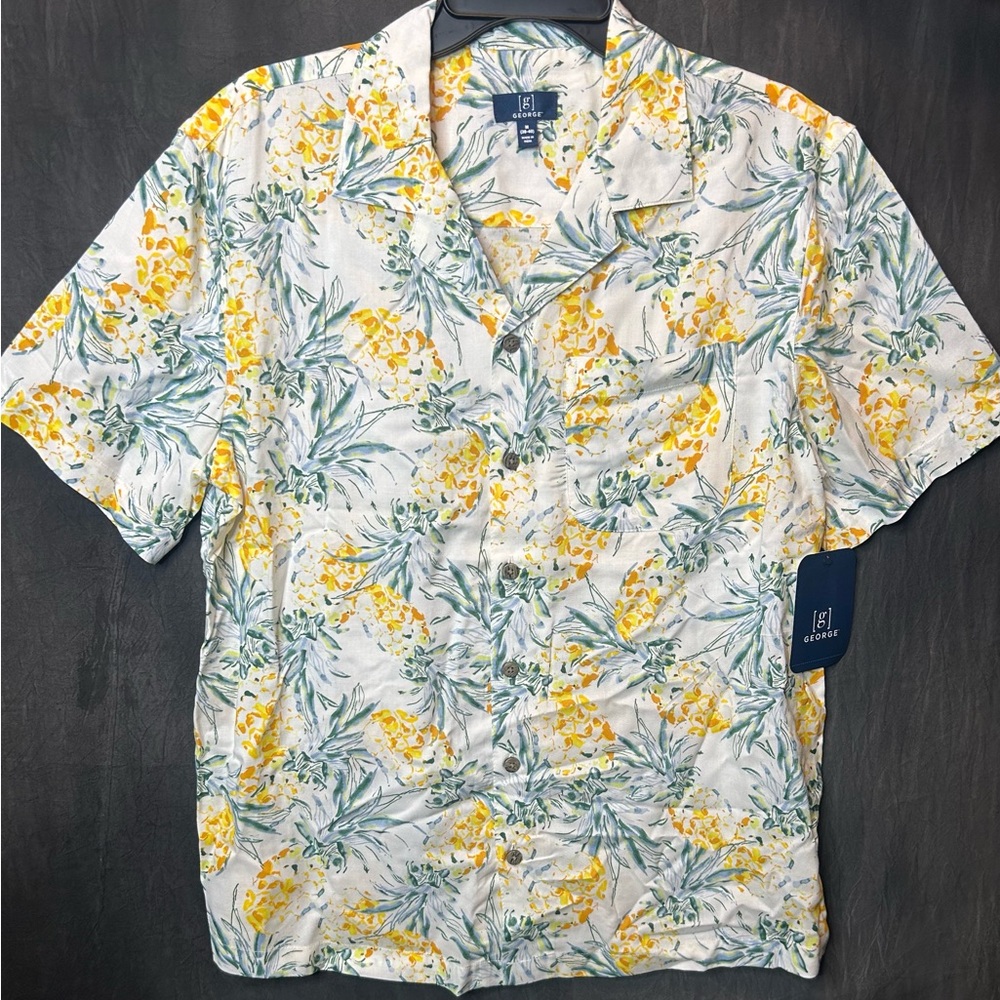 George White and Yellow Floral Casual Shirt